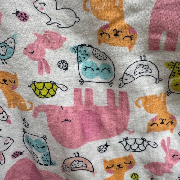 Simple Joys by Carter’s 24M Girls Pink & White Animal Long Sleeve Pajama Top - Picture 3 of 5